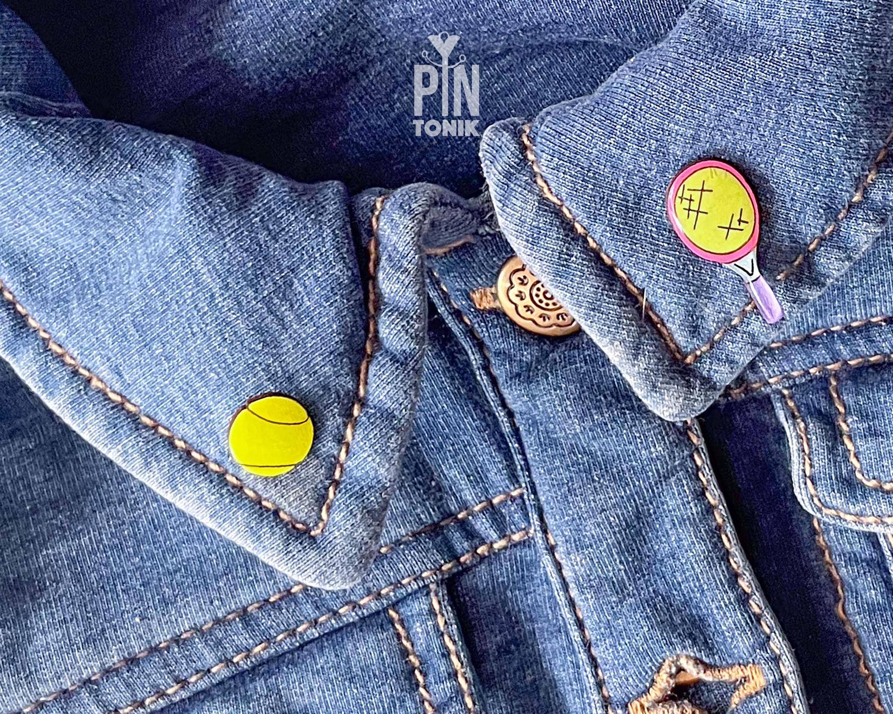 PinTonik - Wholesale Lapel Pin/Button - Tennis Lapel Pins - Neon Racket & Ball Pin Set2