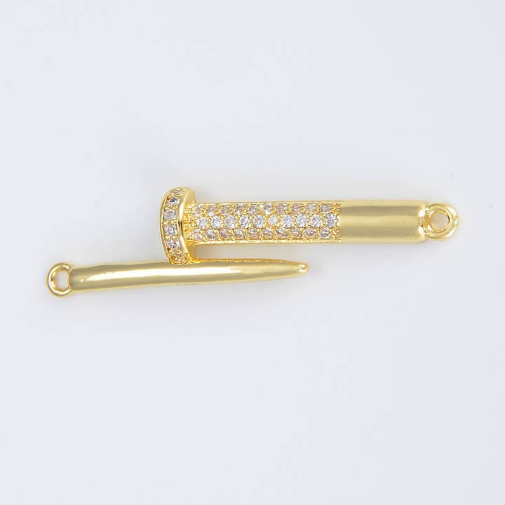 Beads Creation - Wholesale Craft Supplies - Gold Filled Simple Unique Nail and Hammer Connector CN397