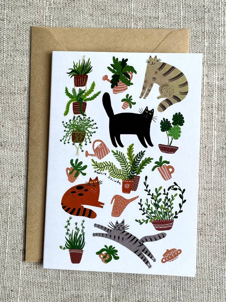 Mini card: Cats Among Pots for wholesale by Dariia Dziuba