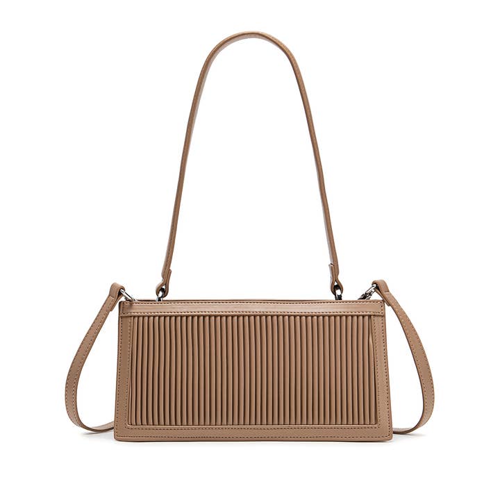 Abigail Clutch - Recycled Vegan Bag - Sand Pleated for wholesale on Faire