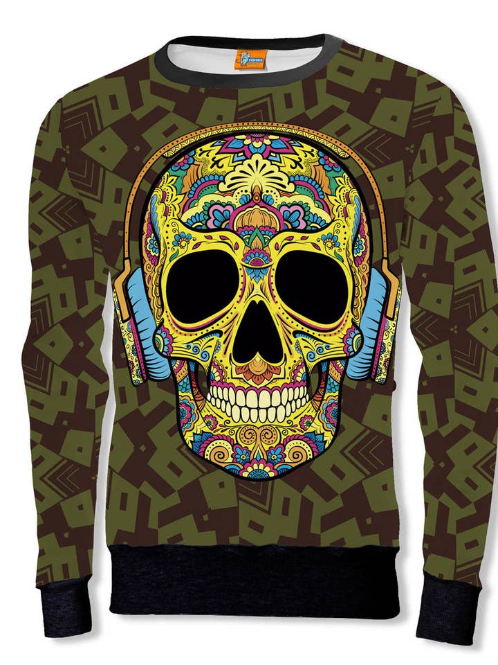 Fishikii Skull sweatshirt with helmets Unisex | SUD.38 for wholesale by Fishikii