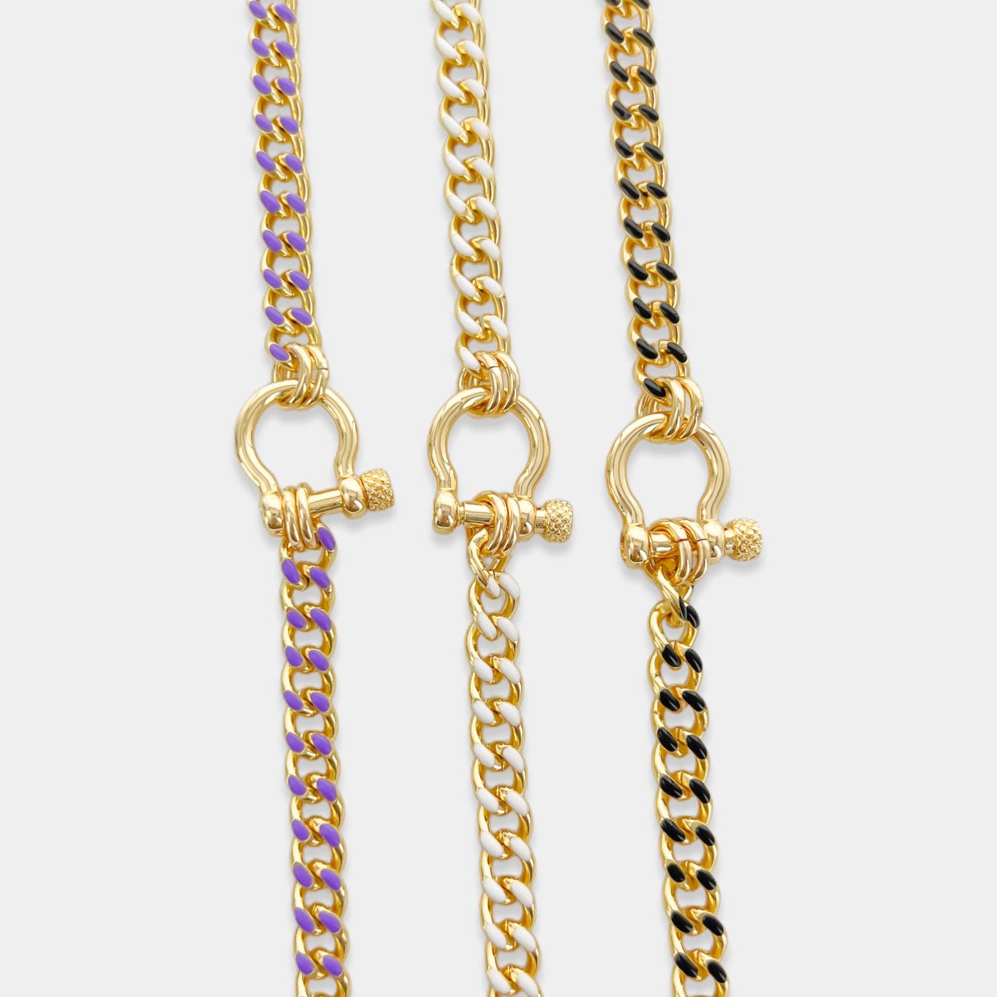 OMG Blings - Vente Collier maille et chaîne - ANK275 - Chaîne Gourmette Émaillée*8