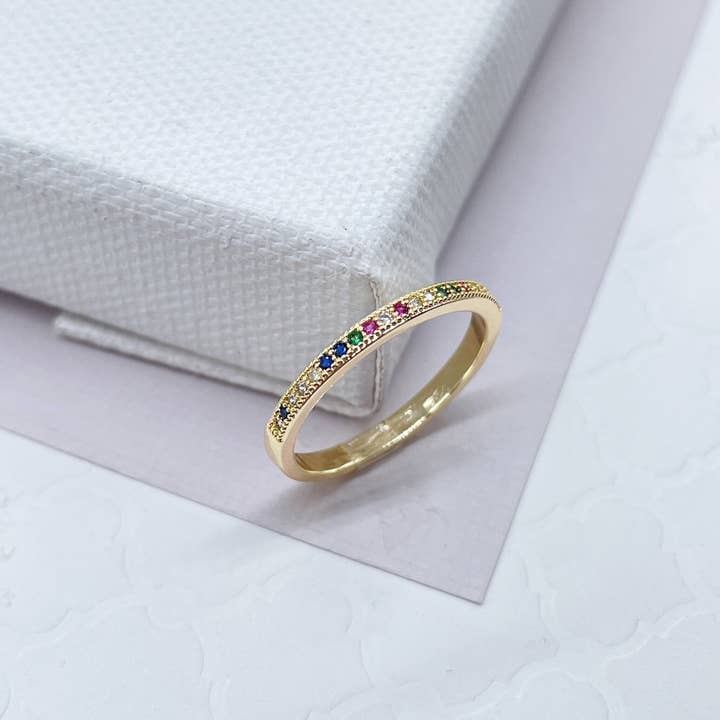 Anello a Mezza Eternità Micro Pavé CZ 18k GF per la vendita all'ingrosso da parte di Milie