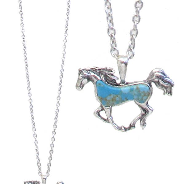 Jewelry Max - Vente Colliers à pendentif - ( U551 ) COLLIER PENDENTIF CHEVAL TURQUOISE0
