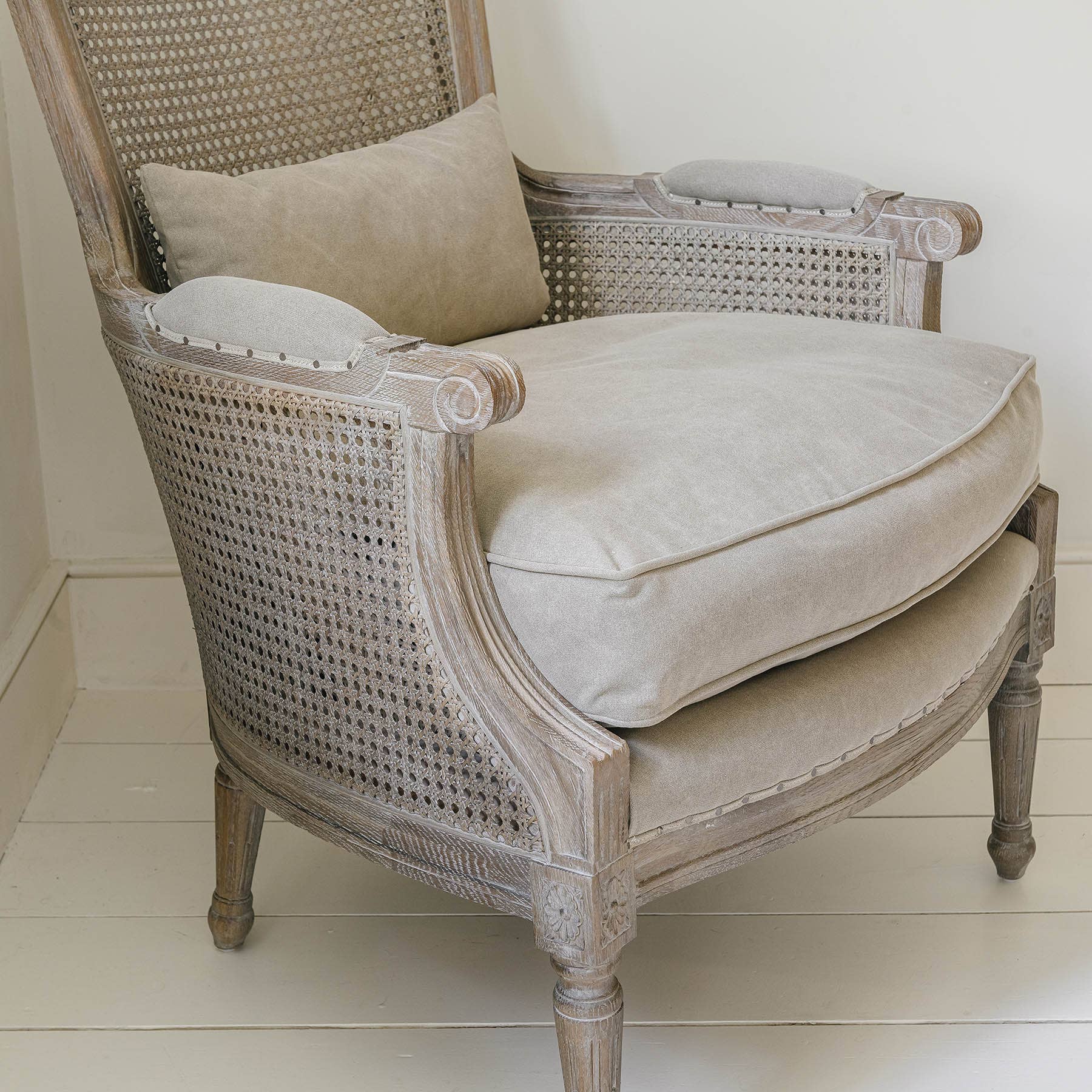 One World - Wholesale Chair - Marlborough Grey Wash Bergere Chair1