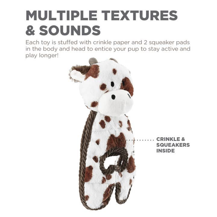 Pet Palette Distribution - Wholesale Pet Plush Toy - Dog - Outward Hound Cuddle Tugs Cow Plush Dog Toy