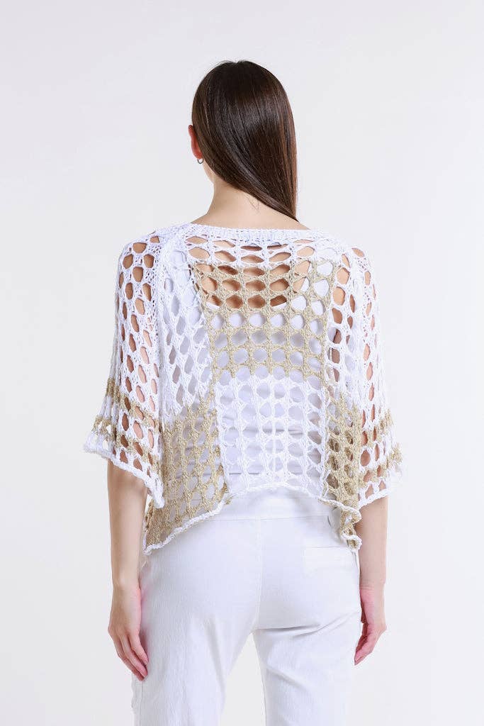 TINA Stephens Italy/Tees By Tina - Wholesale Knit Sweater - Women's - Sparkle Doris Ballet Slv 2 Tone Square Knit (BQ906P)12