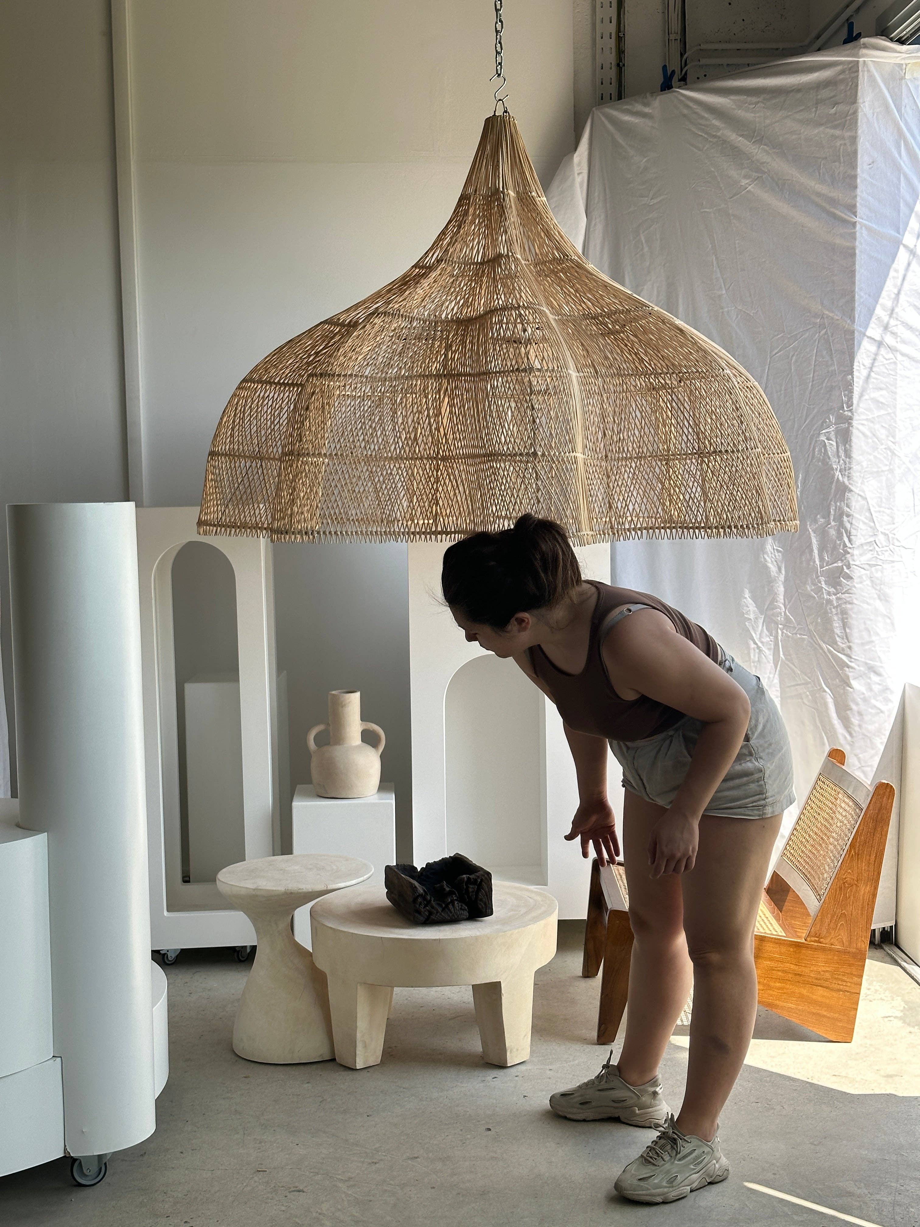 Office Objets - Wholesale Chandelier/Hanging Light - Immense rattan suspension in the shape of a flower, tulip, corolla H:1m; D:1m5066