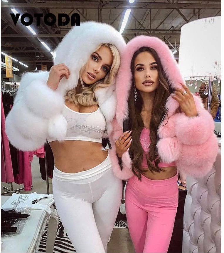 BLUE EVERY FASHION Luxury Faux Fur Puffer Jacket with Oversized Hood for wholesale on Faire5