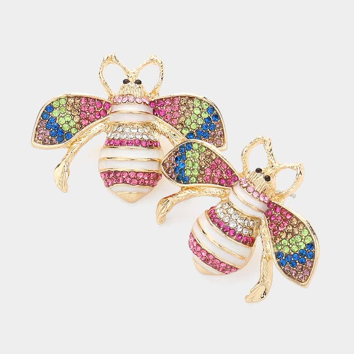 Crystal Pave Queen Bee Earrings for wholesale by Sensibling Corp.