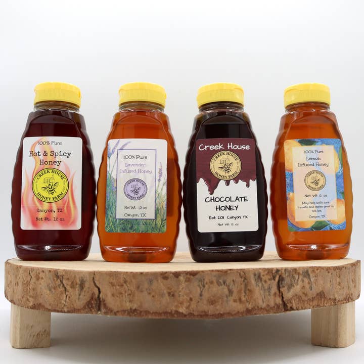 Miel infusé à la lavande 12 oz | Cru, non filtré pour la vente par Creek House Honey Farm