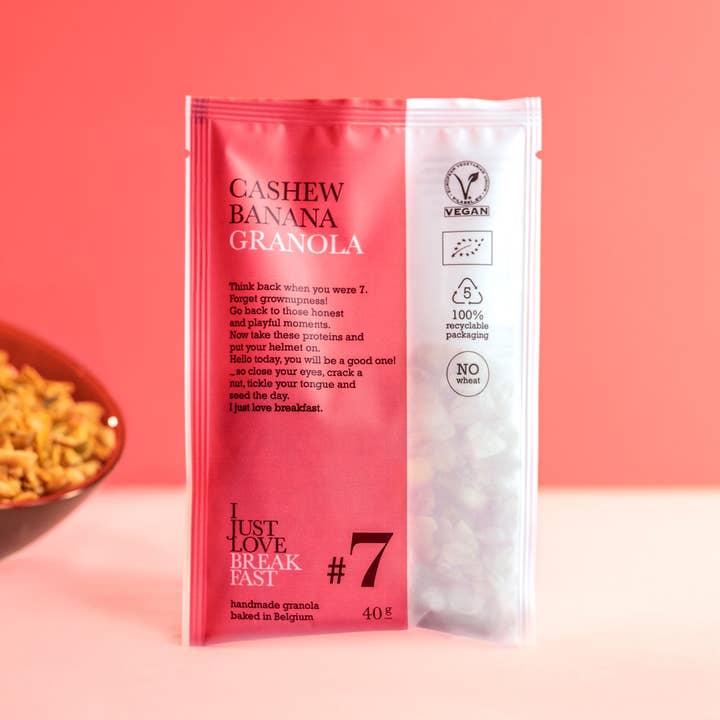 #7 Cashew Banana Granola 40g voor wholesale door i just love breakfast