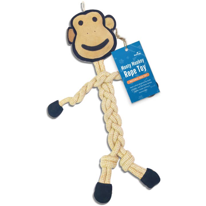 Leather and Cotton Rope Toy - Monty Monkey for wholesale by PetYupp