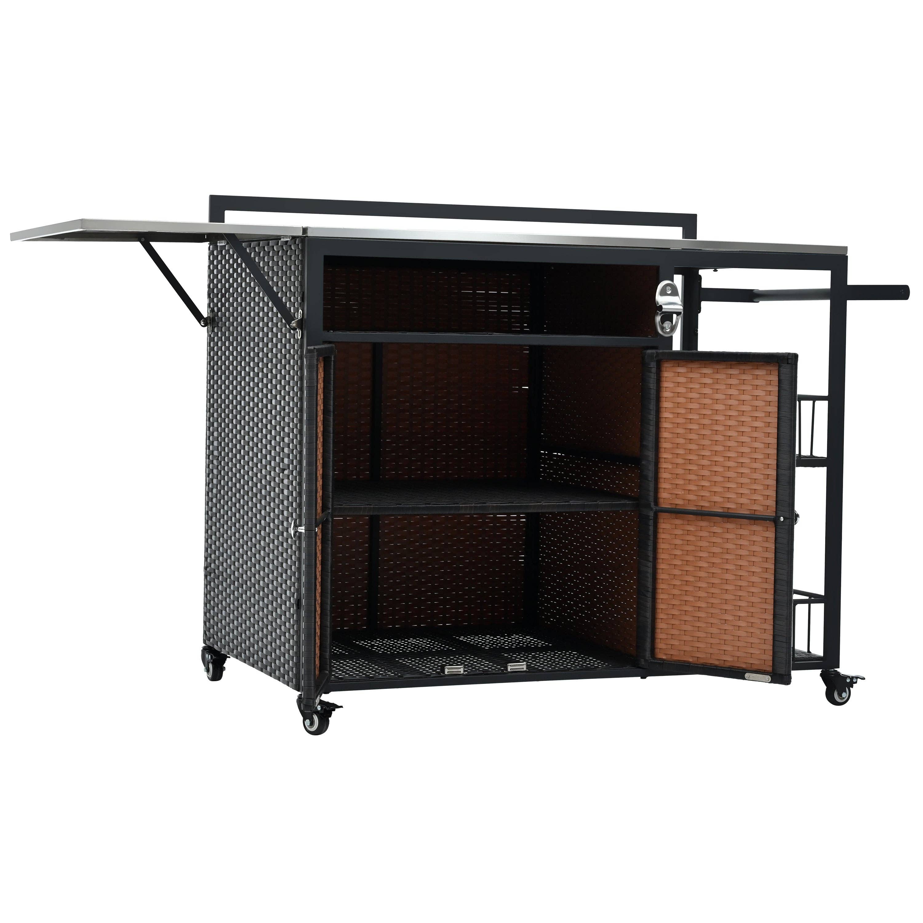 39F Inc. - Vente Outil de gril pour l'extérieur - Chariot de service extérieur avec plateau pliable, armoire de rangement18
