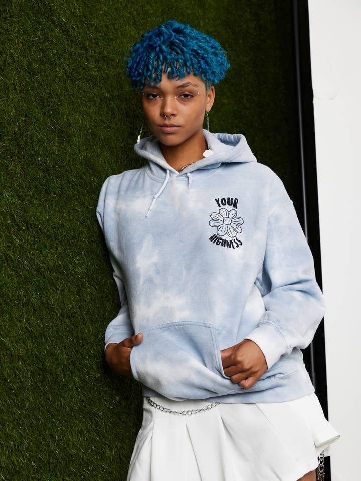 Felpa con cappuccio blu Wake & Bake Tie Dye per la vendita all'ingrosso da parte di Your Highness