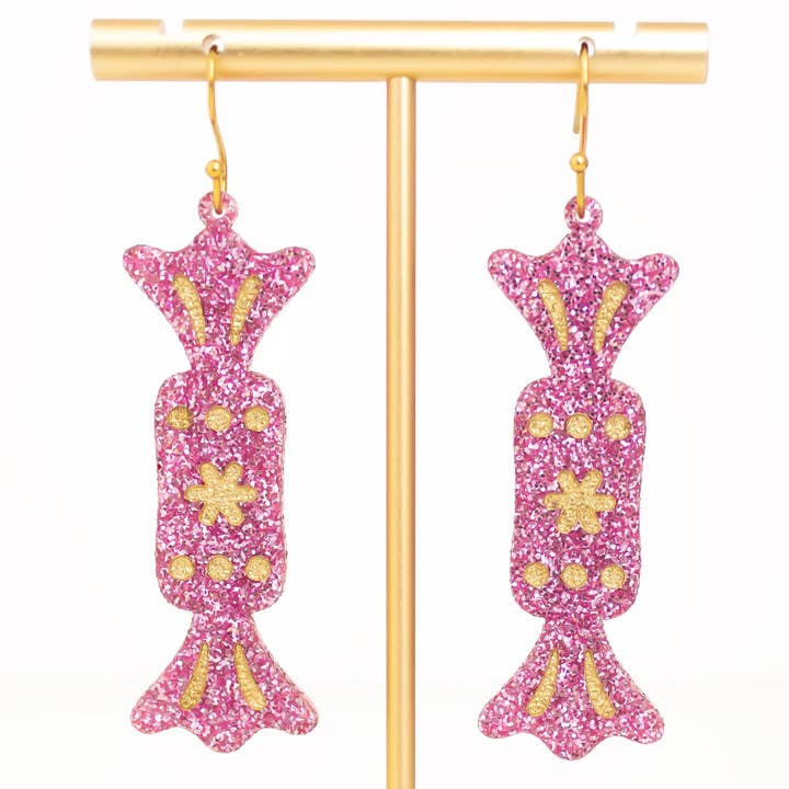 Christmas Earrings Candy Holiday Acrylic Dangles for wholesale by Momenti di Vita
