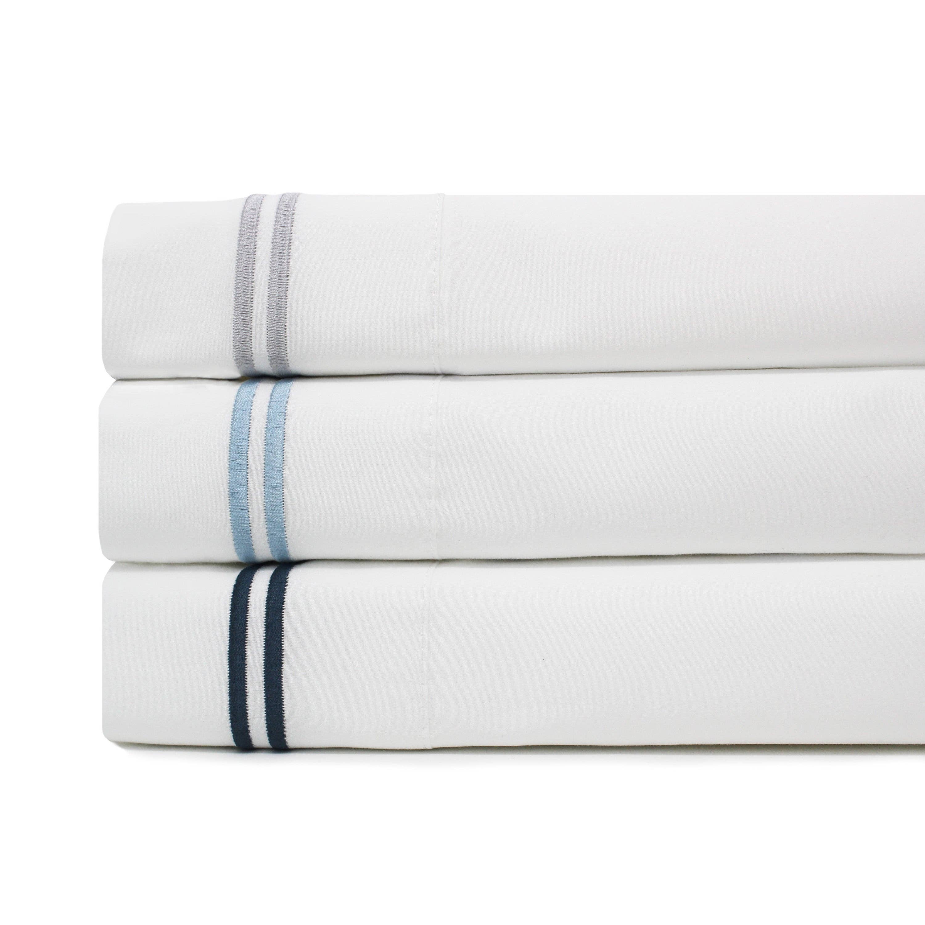 Mélange Home - Wholesale Sheet Set - 600 Thread Count Double Stripe Embroidered Sheet Set1