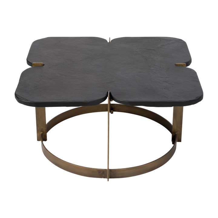 Sagebrook Home - Wholesale Coffee Table - 32 in.Black/Gold Metal and Stone Square Coffee Table