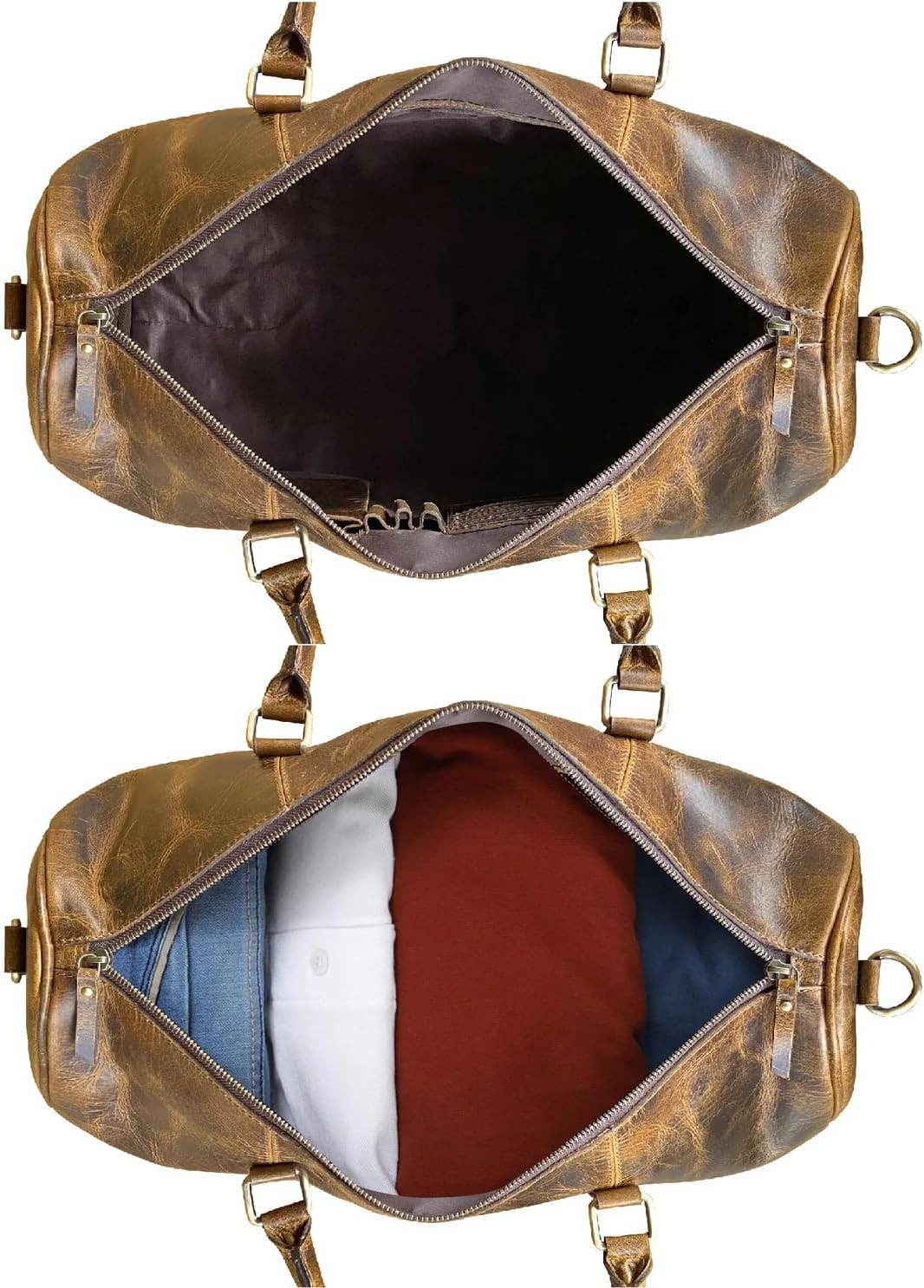 Tuzech Leather - Vente Sac à bandoulière – unisexe - Sac de voyage en cuir vintage 20” bagage de voyage unisexe1