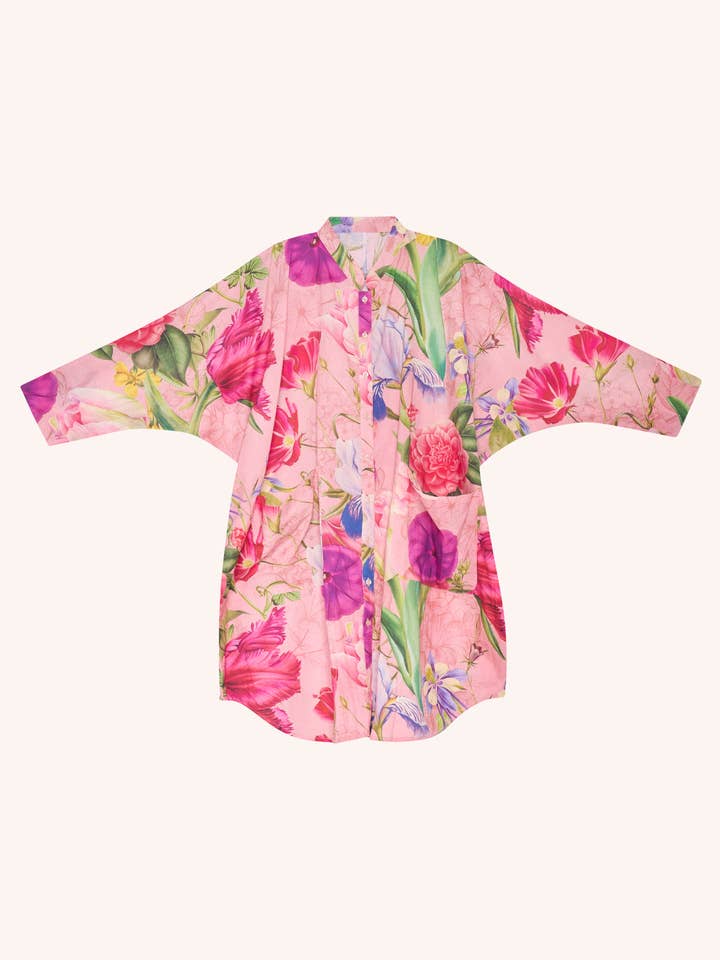 Pink Oversized Shirt Dress - Floral Study - Petal for wholesale on Faire