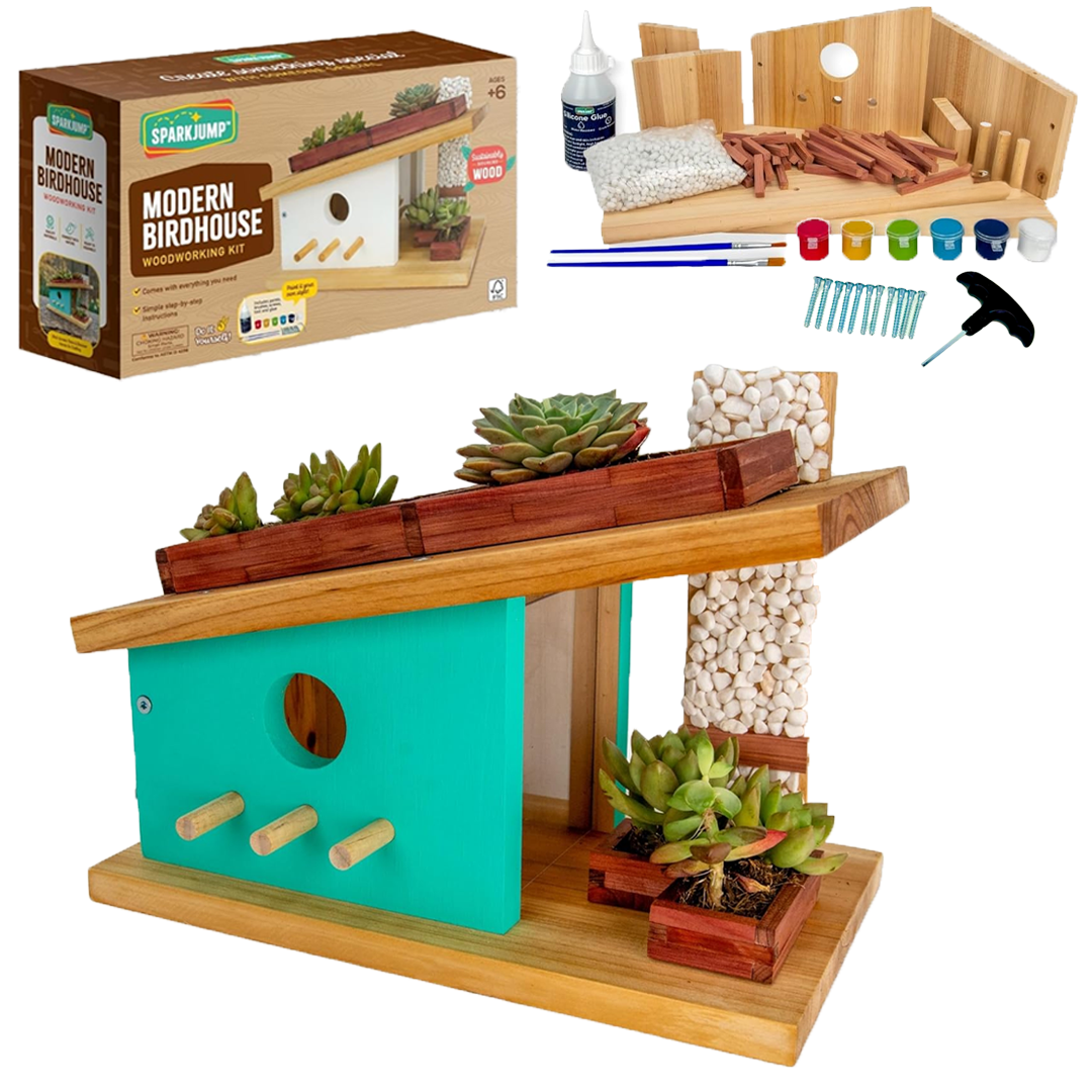 SparkJump - Wholesale DIY Craft Kit - Kids - Modern Birdhouse Woodworking Kit1