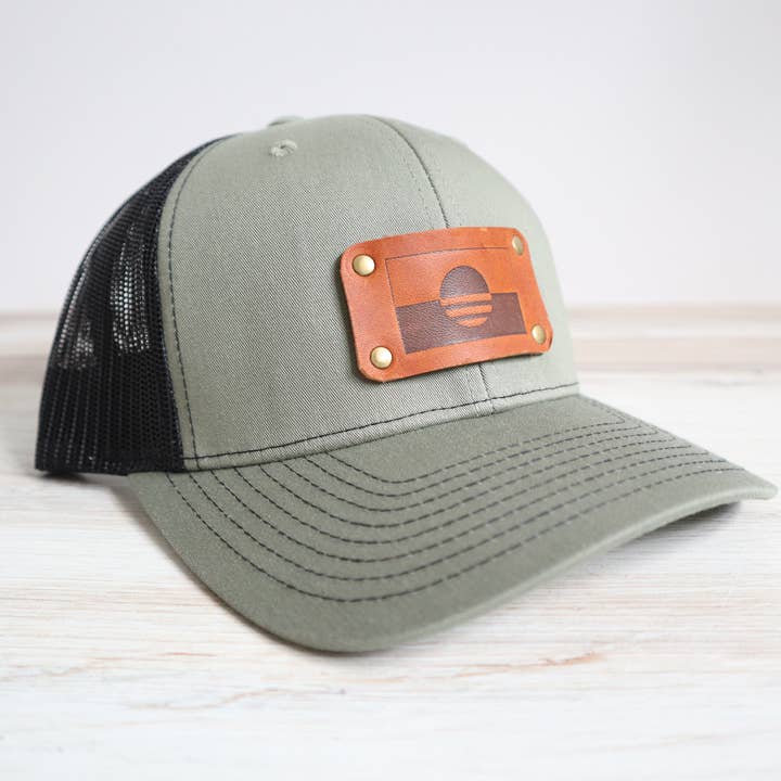 Blu Mountain Co - Wholesale Trucker Hat - Unisex - MKE Flag Trucker Hat with Leather Patch - Milwaukee Snapback2