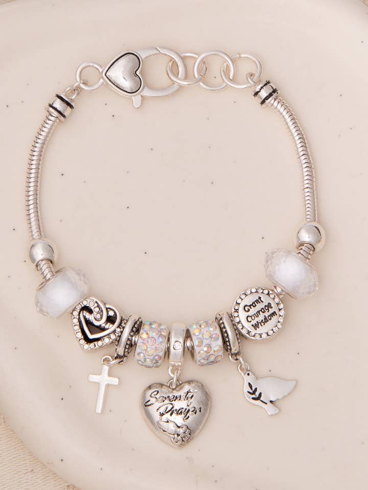 Rhinestone Embellished "Serenity" Charm Bead Bracelet for wholesale by SP Sophia Collection