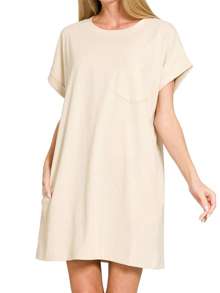 Premium Cotton T-shirts Dress With Pockets for wholesale by Vanilla Monkey