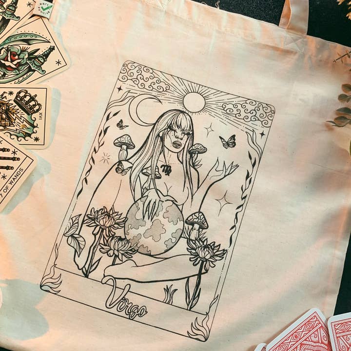 Ruby Rose Designs – Engroshandel Tote bag - Dame – Zodiac goddess tarotkort-taske fra Ruby Rose Designs8