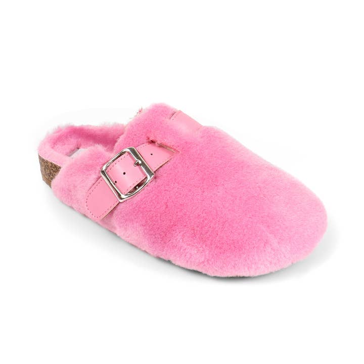 CAMILE-3 FUR BOSTON SOFT FOOTBED CLOGS PINK for wholesale on Faire