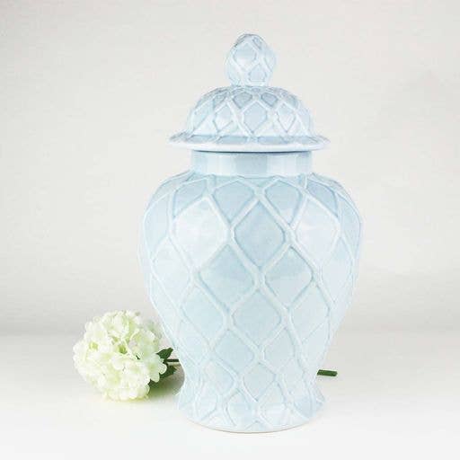 8 Oak Lane - Wholesale Decorative Jar - Light Blue Textured Ginger Jar - Extra Large