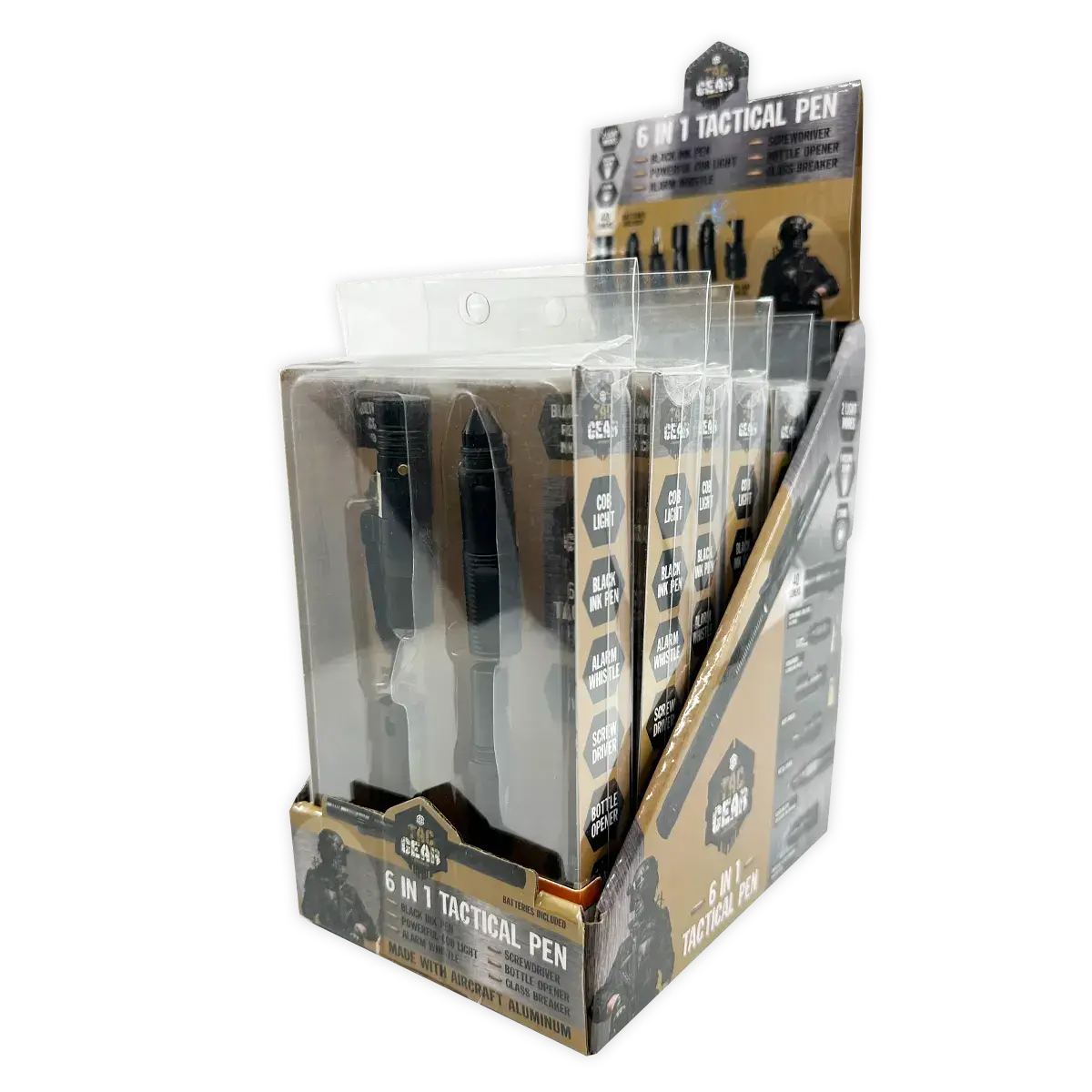 Novelty Brands - Wholesale Pen - Tac Gear 6-In-1 Tactical Multi-Tool LED Pen - 6/Display1