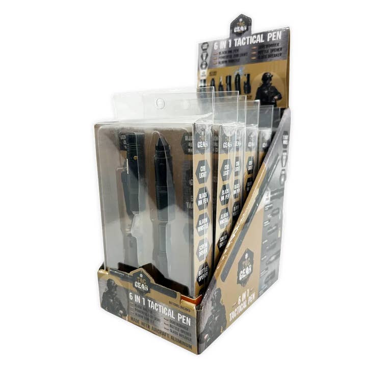 Novelty Brands - Wholesale Pen - Tac Gear 6-In-1 Tactical Multi-Tool LED Pen - 6/Display1