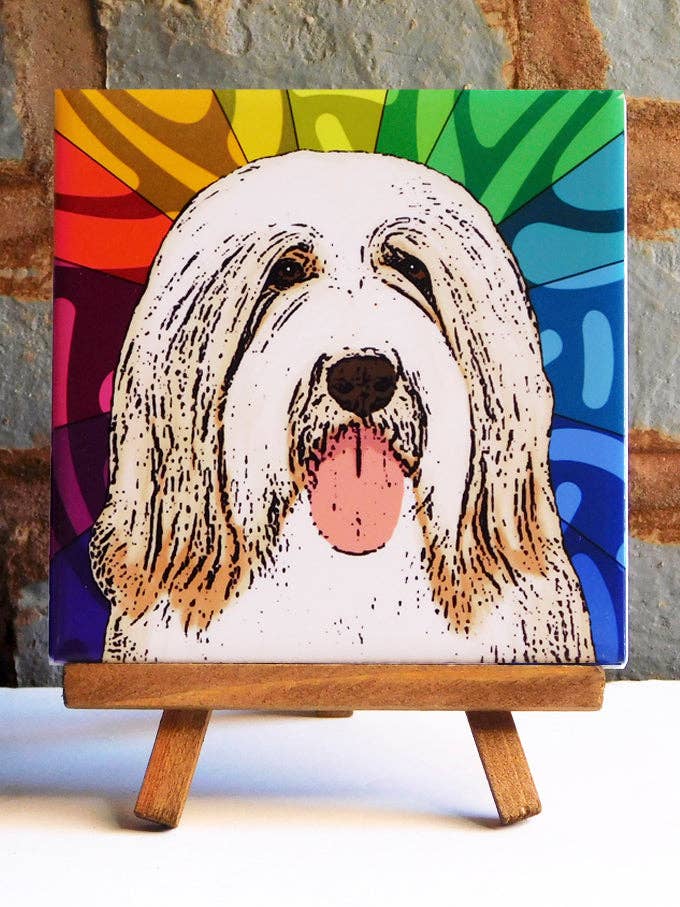 Azulejo artístico de cerámica Bearded Collie para venta al por mayor de Sabyloo