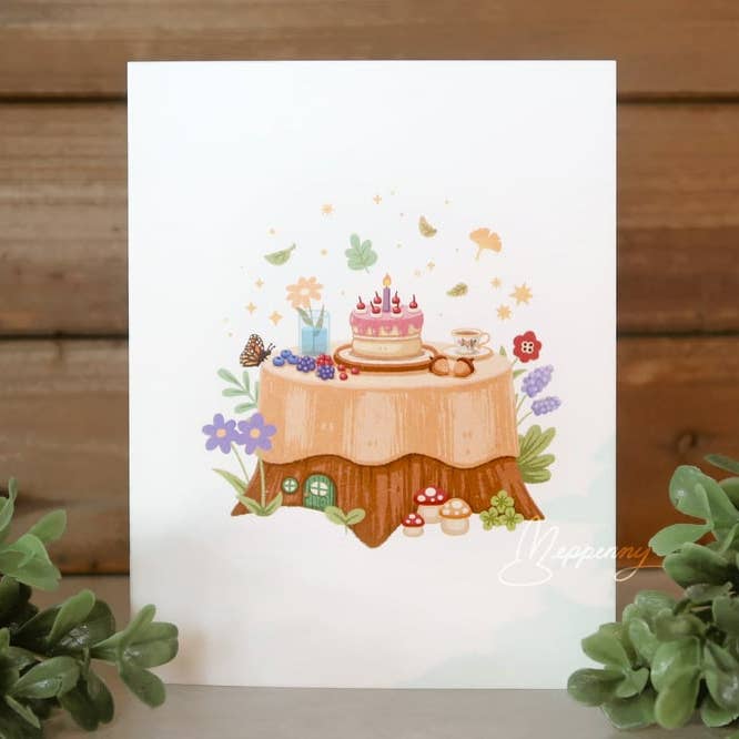 Forest Birthday Table - Greeting Card for wholesale by Yeppenny Doodles LLC