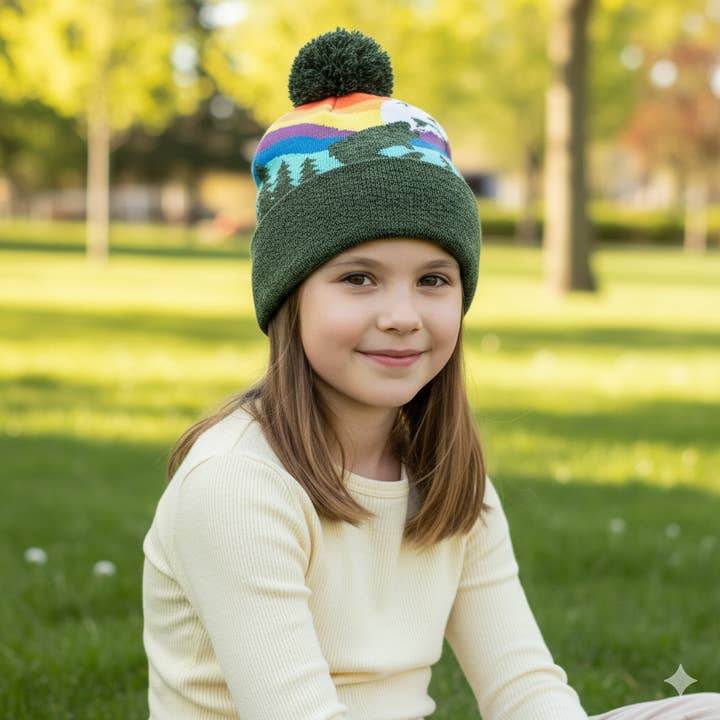 Kids Fishing Pom Beanie Warm Winter Knit Hat for Outdoor Adventure for wholesale by Northern Icons Creations INC