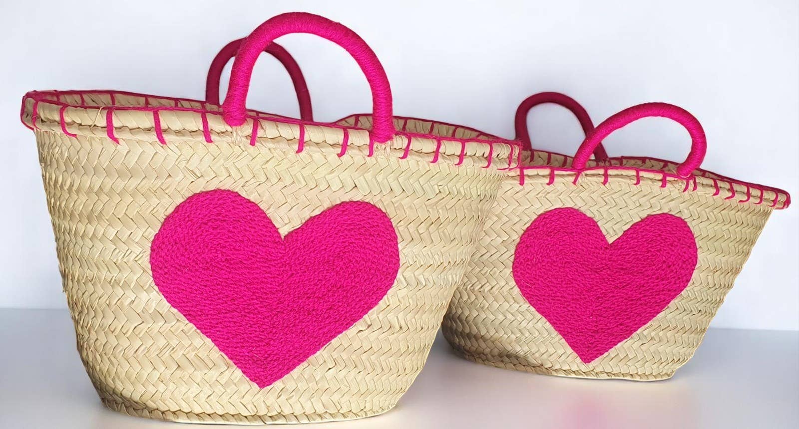 Melecraft – wholesale Basket – Handwoven Heart Basket – Pink Straw Tote0