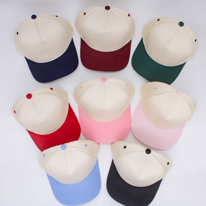 TATUM THE LABEL - Wholesale Trucker Hat - Unisex - Canvas Blank Trucker Hat Two-Tone Snapback 5 Panel Cream Tan