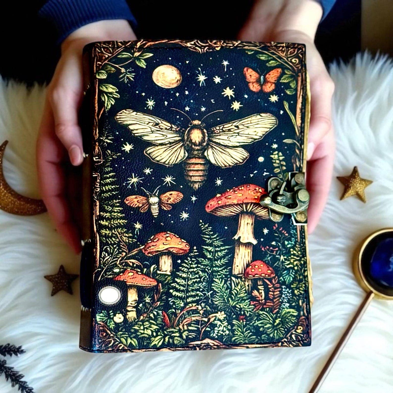 R K Handicrafts and Exporters - Wholesale Journal/Diary - Leather Journal Blank Vintage Notebook with Mushroom Print8