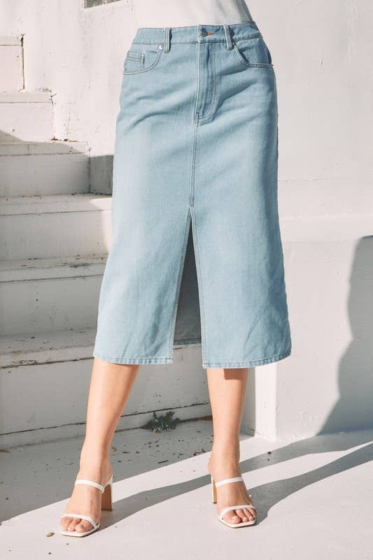 Washed Denim Midi Skirt for wholesale on Faire5