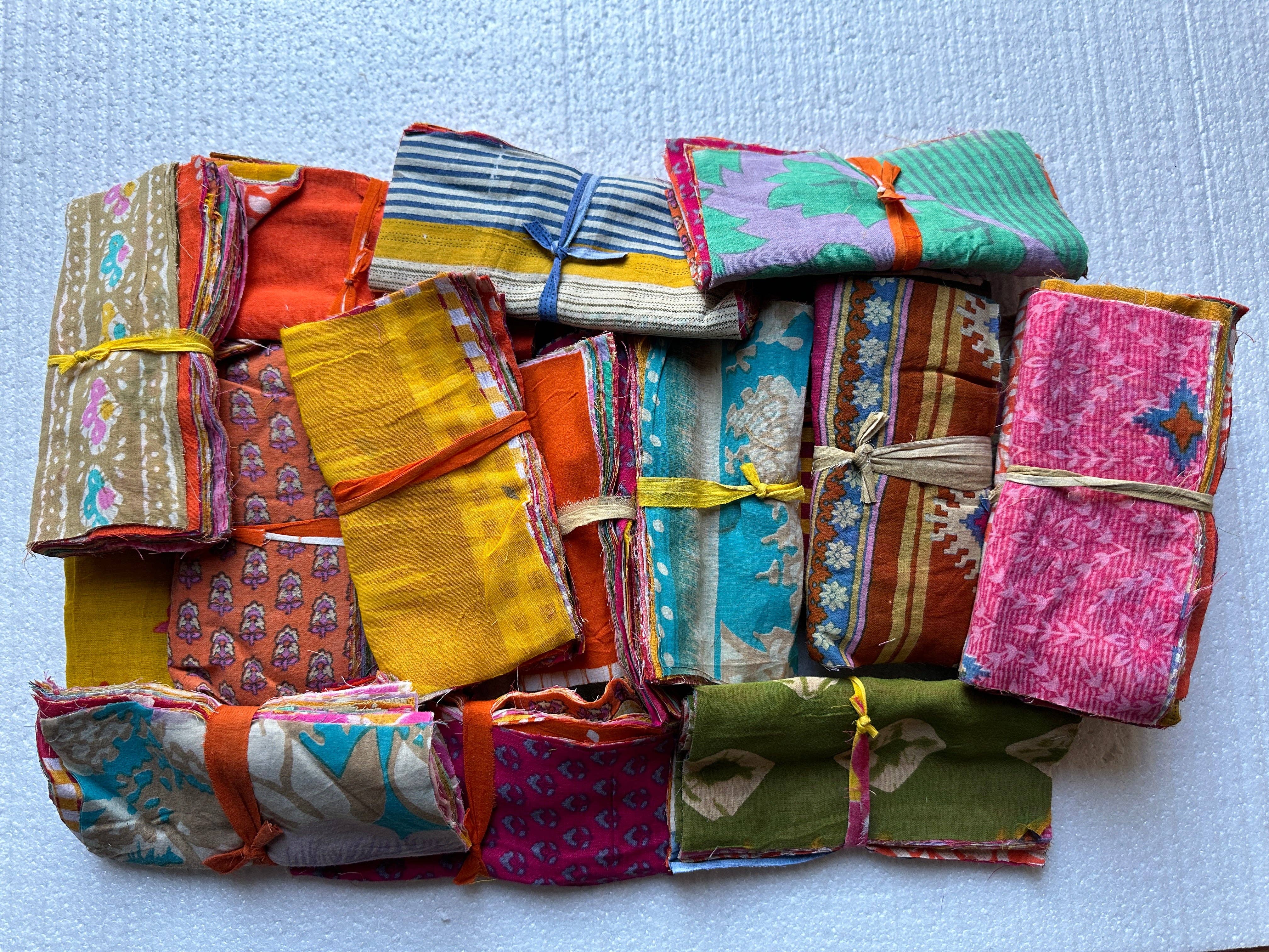 KHC - Vendita all'ingrosso Attrezzature per lavoretti e fai da te - Tessuto riciclato di ritagli di sarì in cotone – Tessile ecologico per artigianato e fai-da-te0