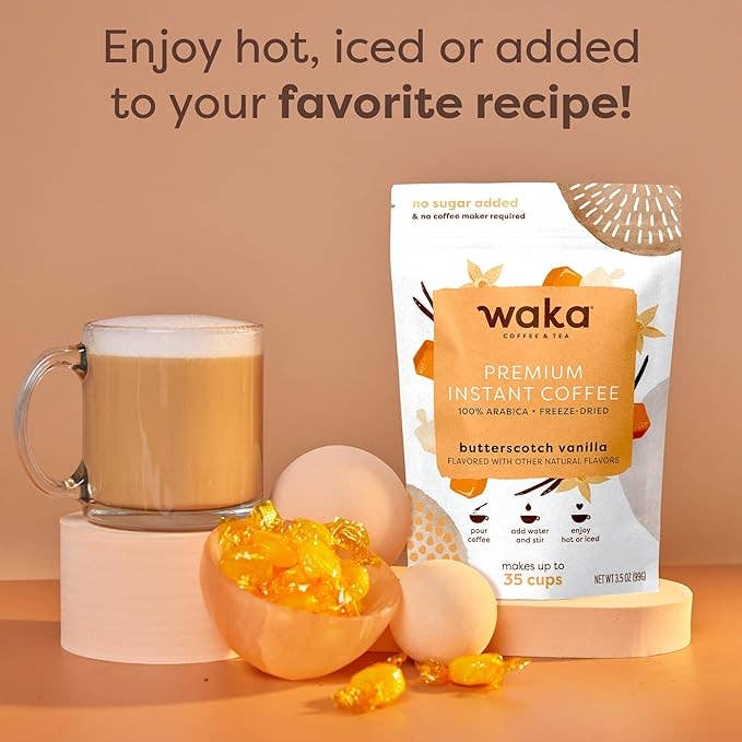 Waka Coffee & Tea - Wholesale Instant Coffee/Espresso - Butterscotch Vanilla Premium Instant Coffee 3.5 oz Bag2