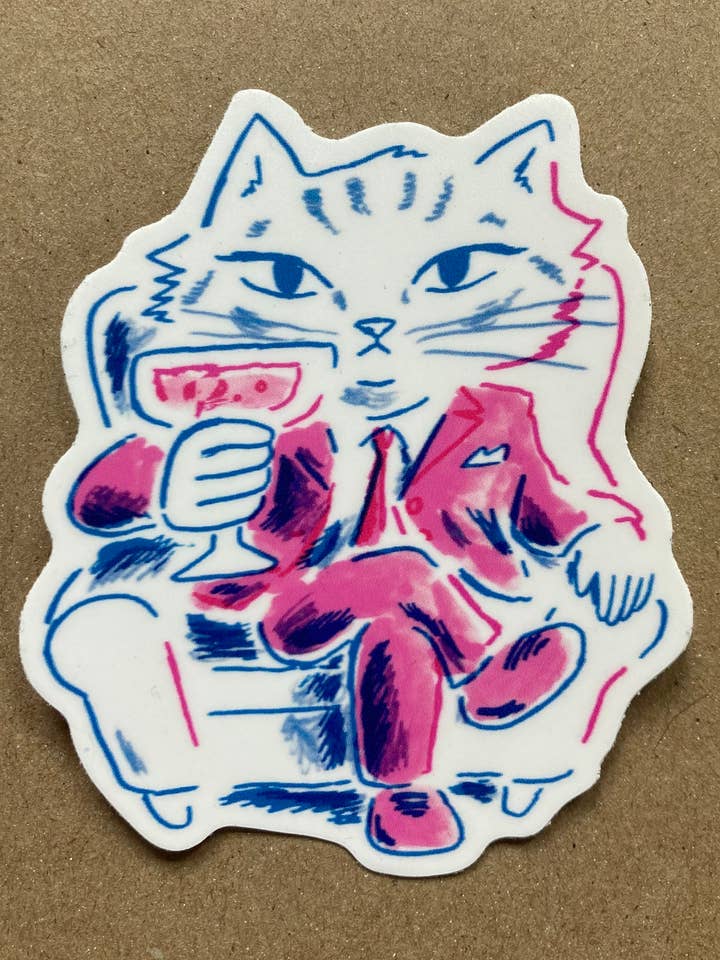 Gratitude Cat Sticker for wholesale by Steve Teare's Pet Portraits