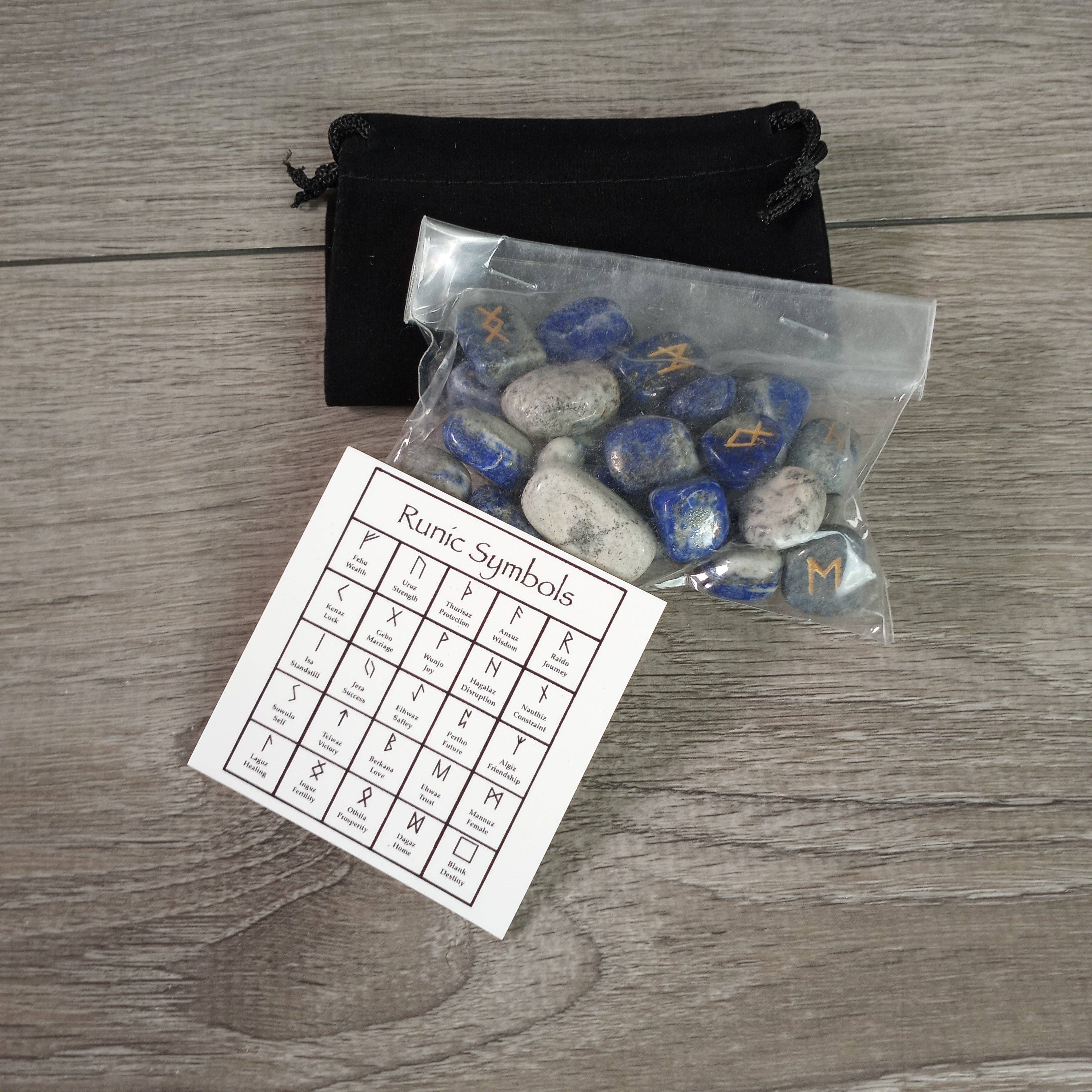 Keystone Crystals - Vente Pierre et cristal de spiritualité - Ensemble de Runes en Pierres Précieuses avec Sac de Rangement et Carte de Signification0