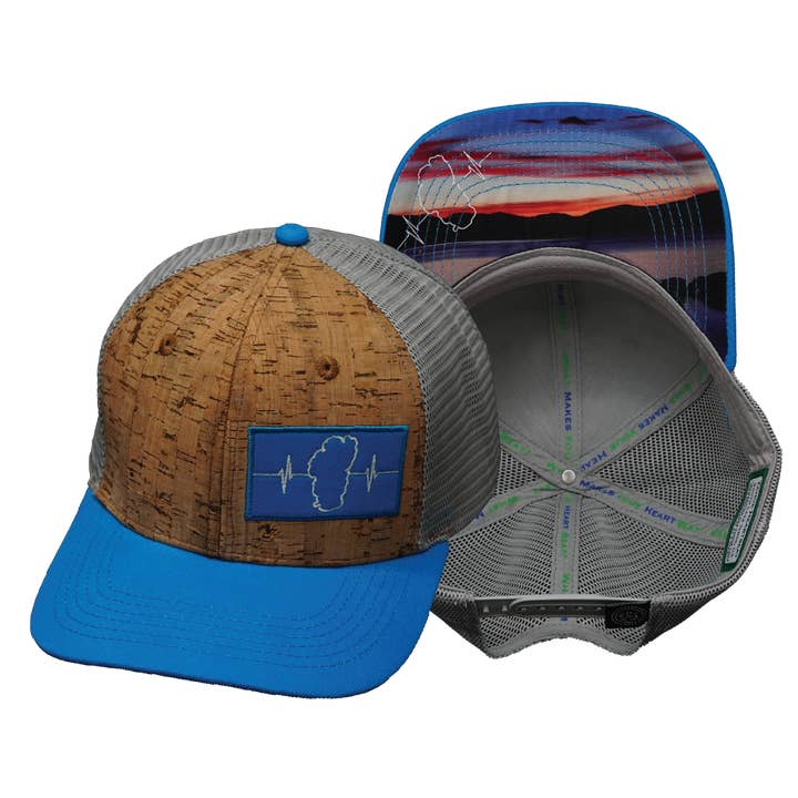 **YOUTH** Tahoe - 6 Panel - Cork - Teal / Gray (Unisex) for wholesale by The Heartbeat Brand