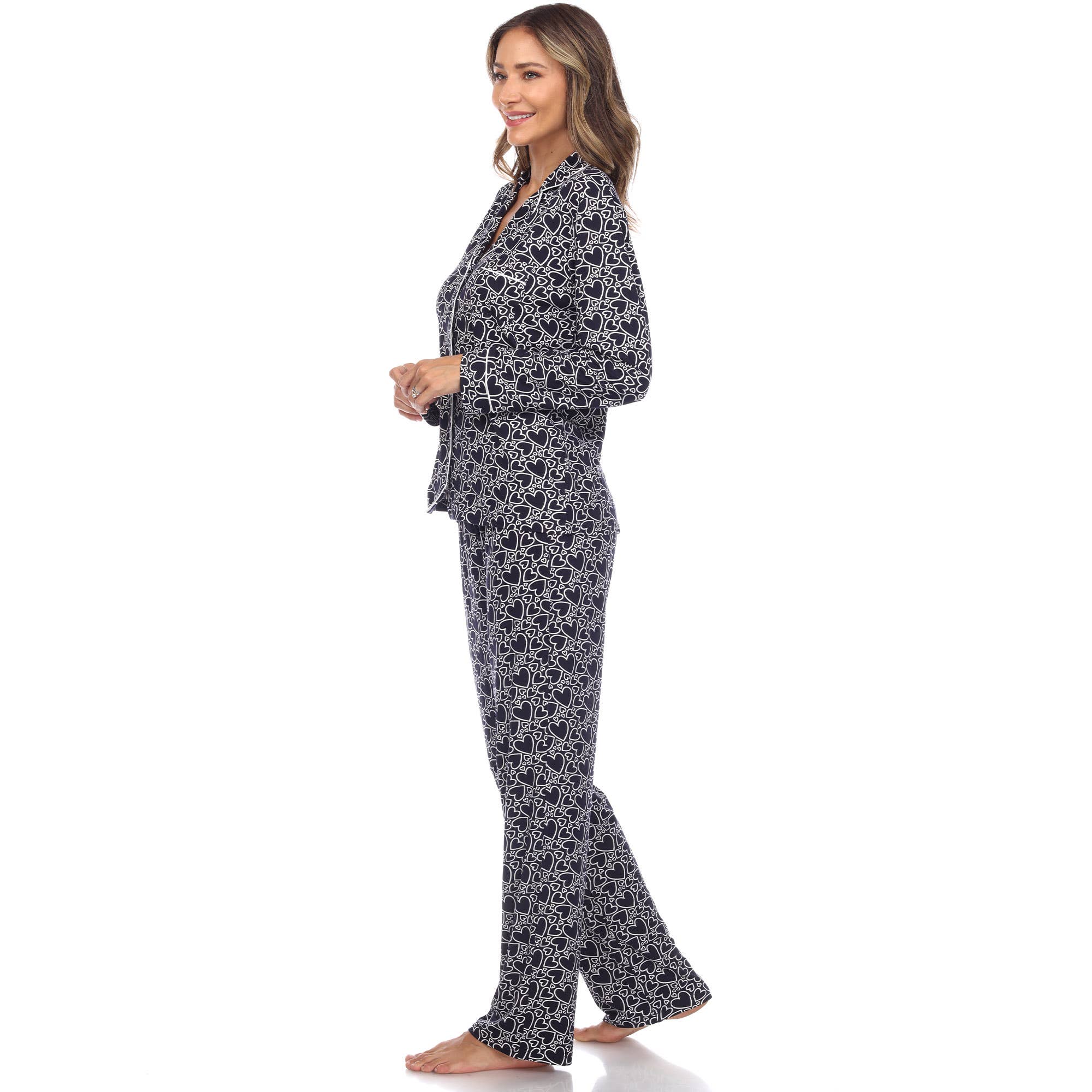 WHITE MARK - Wholesale Pyjamaset - Dames - Pyjamaset met lange mouwen en hartprint voor dames10