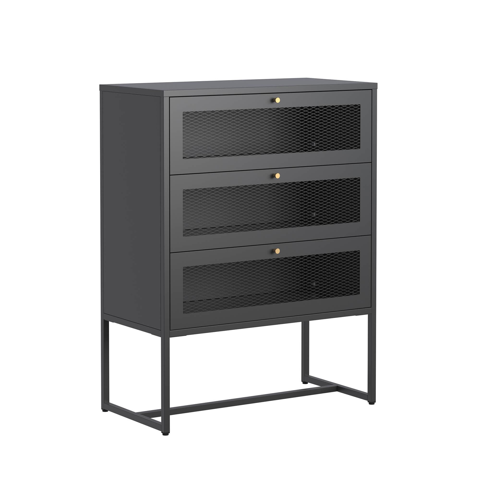 Glamour Home - Wholesale Cabinet - Bentley 41.34-inch Black Three Drawer Metal Cabinet1