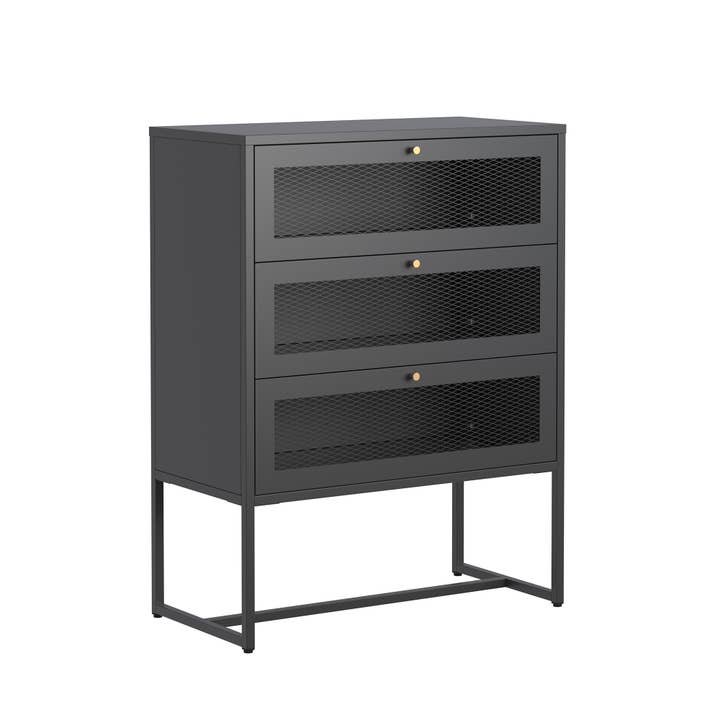 Glamour Home - Wholesale Cabinet - Bentley 41.34-inch Black Three Drawer Metal Cabinet1