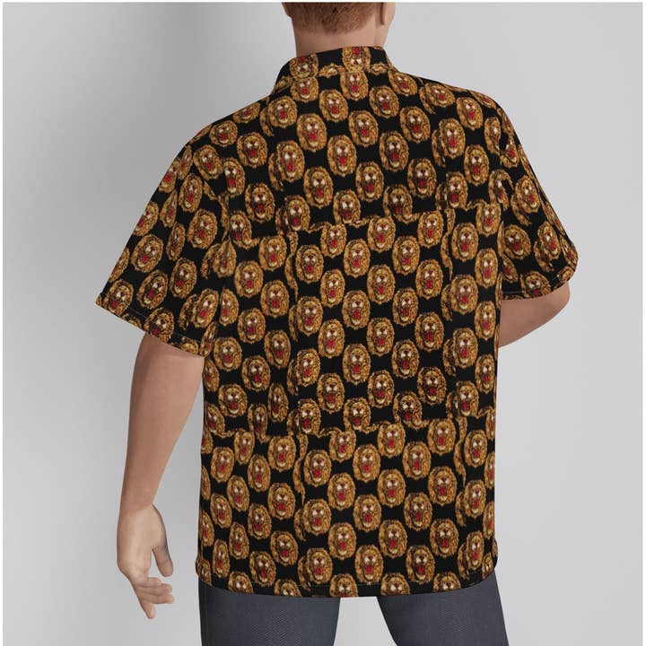 Camicia hawaiana da uomo con stampa all-over e chiusura a bottoni per la vendita all'ingrosso da parte di fullbreedcustom