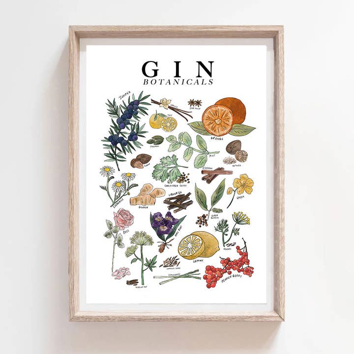 Gin Botanicals kunsttryk/lykønskningskort for engroshandel hos Where The Wildlings Roam
